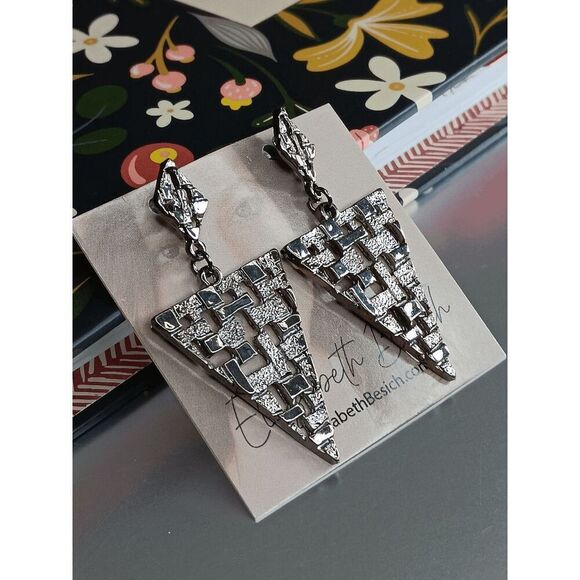 2/$21 Black Triangular Dangle Earrings - Picture 4 of 6